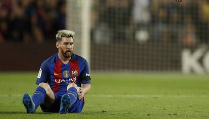 Messi no jogo contra o Atlético de Madrid.