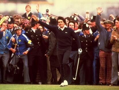 Ballesteros, tras ganar el Open de 1979.