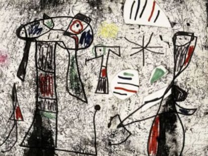 Fotograf&iacute;as del boceto de Mir&oacute; que desapareci&oacute; de la Fundaci&oacute;n del artista en Palma.