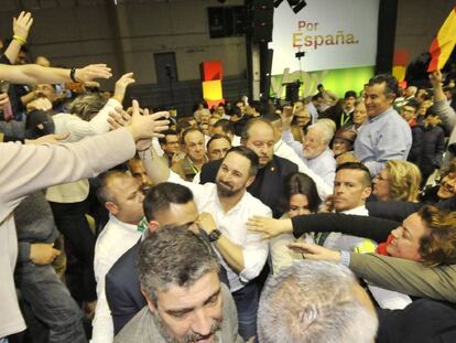 Santiago Abascal, en un acto de Vox en Murcia la semana pasada.