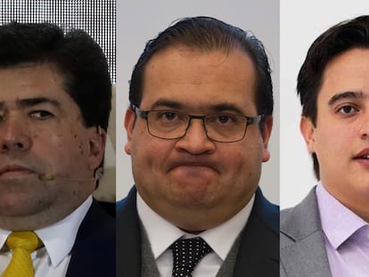 El sindicalista Pedro Haces Barba, el exgobernador Javier Duarte y el empresario ligado al régimen venezolano Joaquín Leal.