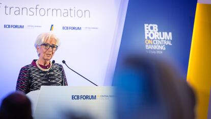 La presidenta del Banco Central Europeo (BCE), Christine Lagarde, en Sintra.