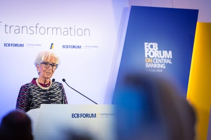 La presidenta del Banco Central Europeo (BCE), Christine Lagarde, en Sintra.