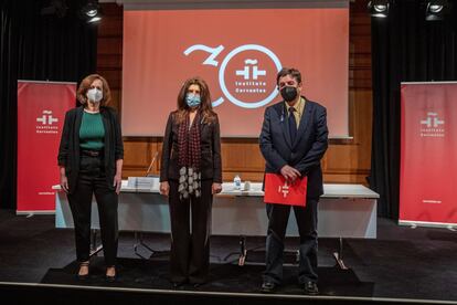 
La secretaria de Estado de Cooperación Internacional, Ángeles Moreno, la secretaria general del Instituto Cervantes, Carmen Noguero, y el director del mismo, Luis García Montero, presidieron este jueves el 30º aniversario de la institución.