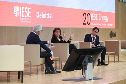 Teresa Ribera, este miércoles, durante su participación en el Foro IESE Energy.