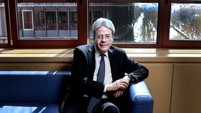 Paolo Gentiloni, el jueves en la sede de la Comisión Europea en Madrid.