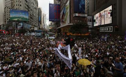 Manifestaci&oacute;n de protesta en Hong Kong contra el Gobierno central. 