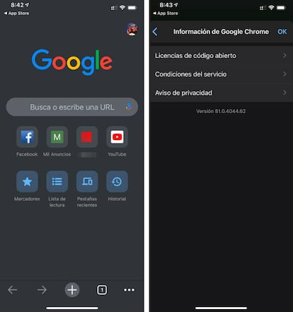 Nuevo Google Chrome 81 para iOS.