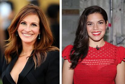 Las actrices Julia Roberts y, a la derecha, América Ferrara.