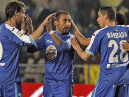 Los jugadores del Getafe celebran un gol.