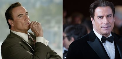 John Travolta en 2016 y, a la derecha, en 2008. 