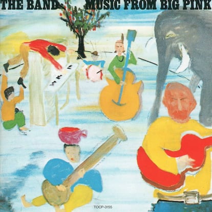 No es de extrañar que entre las habilidades artísticas de Bob Dylan estuviera la de pintar. Este cuadro de corte expresionista, y algo naïf, sirvió como portada para 'Music from big pink' (1968). La relación de Dylan con The Band se estrechó, especialmente, durante la época en la que el músico decidió abandonar el folk para convertirse al rock. Un periodo en el que recibió el apoyo incondicional de los de Toronto.