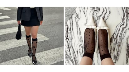 Estos calcetines media combinan con zapatillas, tacones y mocasines.