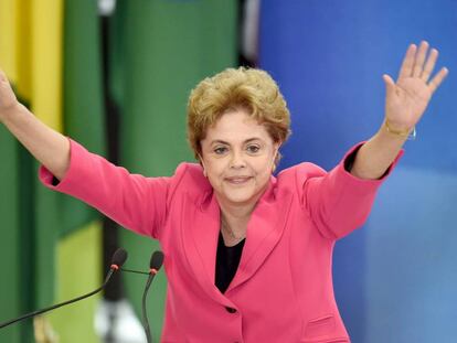 A presidenta Dilma Rousseff, em evento no Pal&aacute;cio do Planalto.