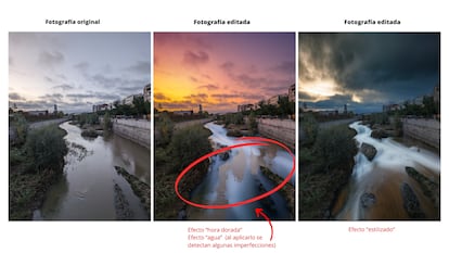 Fotografía del río Manzanares editada con el Google Pixel 8 Pro.