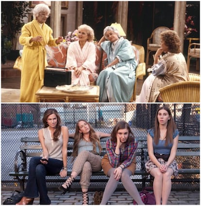 <strong> Similitudes entre ambas series. </strong> Creada por Susan Harris, en 'Las chicas de oro' (1985-1992), cuatro mujeres de más de 50 años comparten sus vivencias, sus miedos y unas vidas activas sexualmente. Lo mismo ocurre en 'Girls' (2012-2017), creada por otra mujer, Lena Dunham, nada más que con veinteañeras algo inexpertas. </p> <strong> Cualquier tiempo pasado fue mejor. </strong> 'Sexo en Nueva York', 'Mujeres desesperadas', 'Gossip Girl', 'Pequeñas mentirosas'… Son series protagonizadas por cuatro mujeres, pero si algo une a 'Girls' con 'Las chicas de oro' es su inconformismo. Sin embargo, mientras la denuncia de las inmaduras jovencitas huele a rebeldía impostada –y hasta cómica–, difícil de creer viniendo de un entorno privilegiado, las viejitas de 'Las chicas de oro' fueron pioneras en dar visibilidad a los derechos LGTB y de las personas mayores, sin perder nunca el humor mordaz e inteligente de unas señoras (todas, protagonistas) que, en principio, pudieran parecer chapadas a la antigua. Bien por ellas.