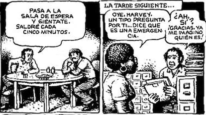 Viñetas de <b><i>American Splendor</b></i> (La Cúpula), de Harvey Pekar (fallecido el pasado día 12 en Clevelan) y Robert Crumb.