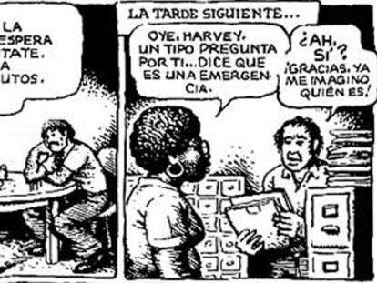 Viñetas de <b><i>American Splendor</b></i> (La Cúpula), de Harvey Pekar (fallecido el pasado día 12 en Clevelan) y Robert Crumb.
