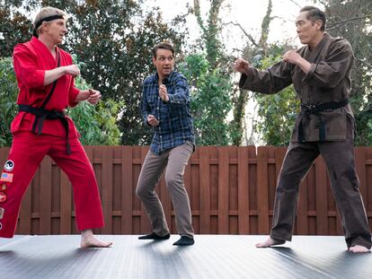 William Zabka, Ralph Macchio y Yuji Okumoto, en la sexta y última temporada de 'Cobra Kai'.
