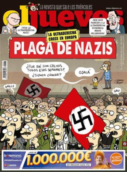 Portada del número 2033 de 'El Jueves', que critica a los neonazis.