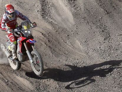 El piloto espa&ntilde;ol de Honda Joan Barreda en la sexta jornada del Dakar, este viernes.