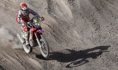 El piloto espa&ntilde;ol de Honda Joan Barreda en la sexta jornada del Dakar, este viernes.