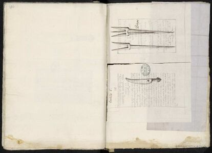 Page 102 of the 'Art of Knife Cutting Manuscript', where illustrations of the drill bits appear.