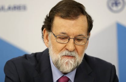 Mariano Rajoy durante la reuni&oacute;n de la junta directiva nacional del PP en la sede central del partido. 