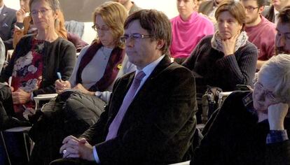 Carles Puigdemont a la presentació d'un llibre a Brussel·les.