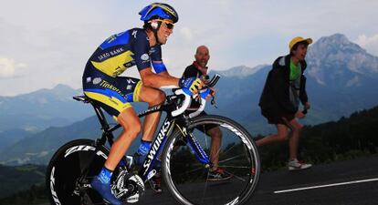 Contador, del Saxo-Tinkoff, disputando el Tour de Francia.