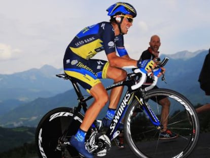 Contador, del Saxo-Tinkoff, disputando el Tour de Francia.