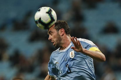 Diego Godín, el 20 de junio en un partido con Uruguay en la Copa América celebrado en Porto Alegre (Brasil).