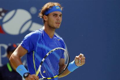 Nadal celebra un punto ganador frente a Muller.