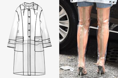 Abrigo de Miu Miu con botas Yeezy de Kanye West, el estilismo perfecto para la periodista.