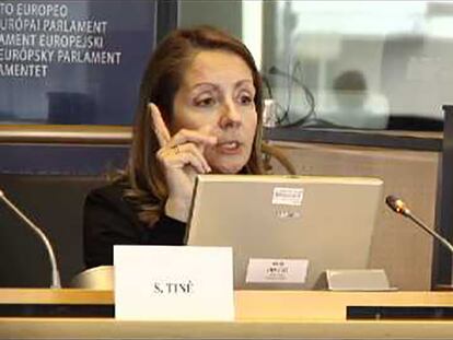 Captura de vídeo de una intervención de Paloma Conde-Pumpido en una comisión del Parlamento Europeo.