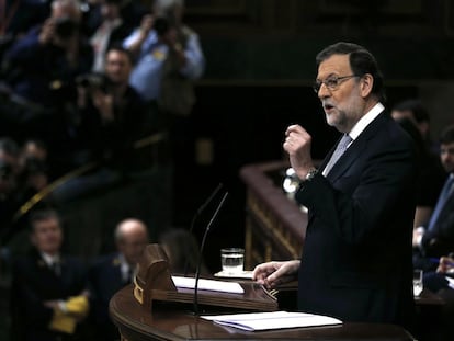 Acting Prime Minister Mariano Rajoy in Congress on Wednesday morning.