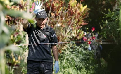 A Colombian police officer at the scene of the firefight that took place on December 19.