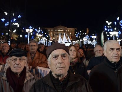 Protesto de aposentados, na quarta-feira, em Atenas.