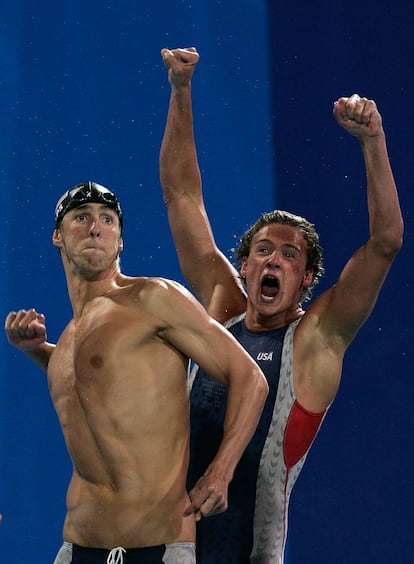 Michael Phelps y Ryan Lochte en Atenas en 2004.