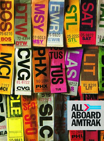 Cartel de la compañía ferroviaria Amtrak de 1983.