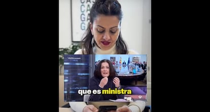 La ministra de Juventud e Infancia, Sira Rego, en el vídeo que ha publicado en el que responde a un comentario de la periodista Rosa Belmonte en el programa 'El hormiguero'.