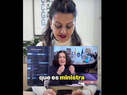 La ministra de Juventud e Infancia, Sira Rego, en el vídeo que ha publicado en el que responde a un comentario de la periodista Rosa Belmonte en el programa 'El hormiguero'.