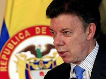 En la imagen un registro del presidente de Colombia, Juan Manuel Santos, quien dijo directamente a los empresarios que para cumplir este anhelo de paz, "necesitamos de su apoyo y de su confianza". EFE/Archivo