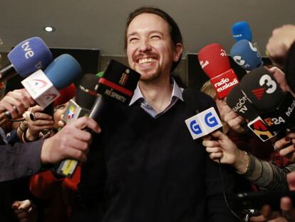 El l&iacute;der de Podemos, Pablo Iglesias, este lunes.