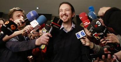 El líder de Podemos, Pablo Iglesias, este lunes.