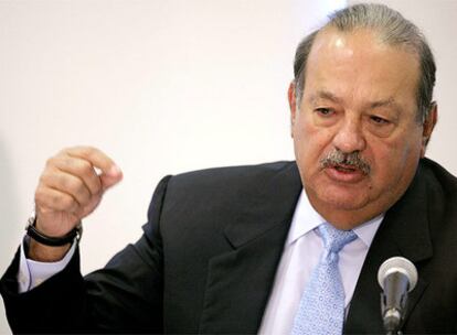 El empresario mexicano Carlos Slim durante una conferencia de prensa en Ciudad de México.