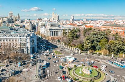 Panorámica de Madrid, desde el Palacio de Cibeles.