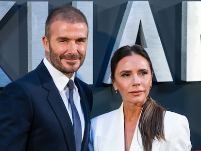 LONDON, ENGLAND - OCTOBER 03: David Beckham and Victoria Beckham attend the Netflix 'Beckham' UK Premiere at The Curzon Mayfair on October 03, 2023 in London, England. (Photo by Samir Hussein/WireImage)