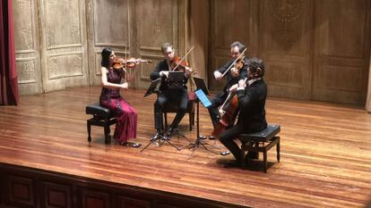 El Cuarteto Belcea durante su interpretación del opus 80, de Mendelssohn, este miércoles en Bilbao.