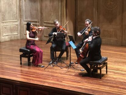 El Cuarteto Belcea durante su interpretación del opus 80, de Mendelssohn, este miércoles en Bilbao.